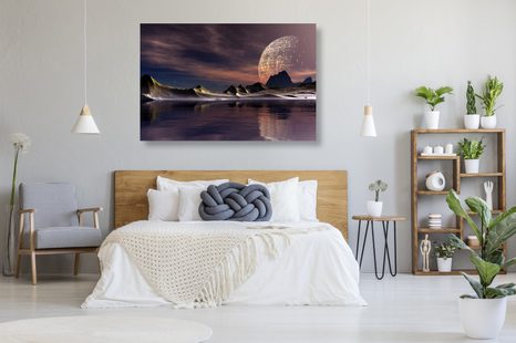 WANDBILD FUTURISTISCHES LAND - BILDER VON UNIVERSUM UND STERNEN - BILDER