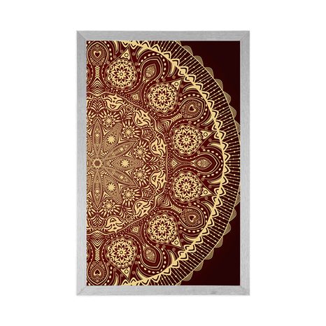 POSTER – MANDALA DECORATIVA CON PIZZO IN BORDEAUX - FENG SHUI - POSTER