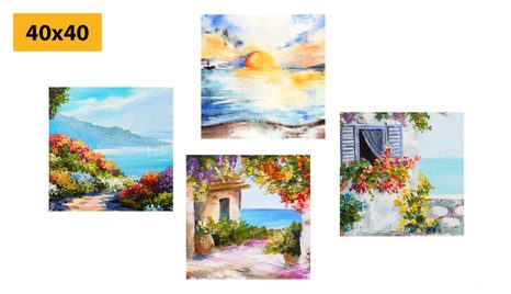 SET OBRAZŮ VÝCHOD SLUNCE U MOŘE - SESTAVY OBRAZŮ - OBRAZY