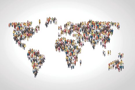 SELBSTKLEBENDE TAPETE WELTKARTE AUS MENSCHEN - SELBSTKLEBENDE TAPETEN - TAPETEN