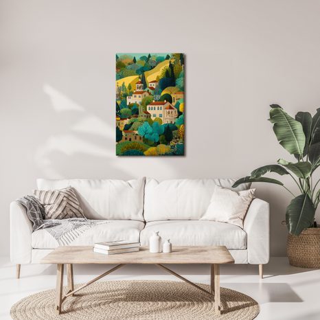 OBRAZ KOUZLO BAREVNÉ KRAJINY - BAREVNÉ DOMY - OBRAZY