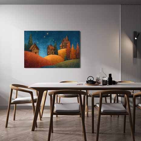 WANDBILD ZAUBERHAFTES WEIHNACHTSDORF - BUNTE HÄUSER - BILDER