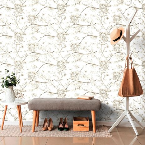 SELF ADHESIVE WALLPAPER VINTAGE STILL LIFE WITH BIRDS