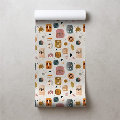 TAPETA ABSTRAKTNÍ TVÁŘE A GEOMETRIE - DĚTSKÉ TAPETY - TAPETY