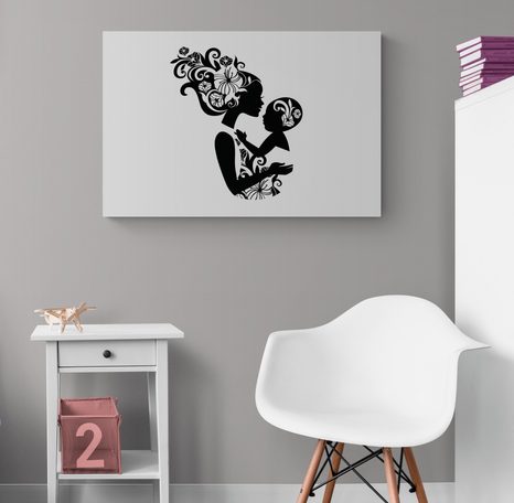 WANDBILD IN DEN ARMEN DER MUTTER - BILDER MIT LIEBESMOTIVEN - BILDER