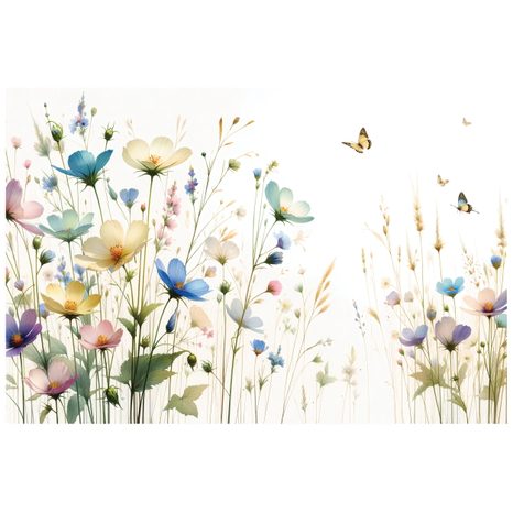 SAMOLEPÍCÍ TAPETA PASTELOVÉ KVĚTINY A LÉTAJÍCÍ MOTÝLI - ΤΑΠΕΤΣΑΡΊΑ ΜΕ ΛΟΥΛΟΎΔΙΑ - ΤΑΠΕΤΣΑΡΊΕΣ