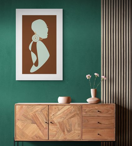 PLAKAT S PASPARTUOM SILUETA ŽENE NA TAMNOJ POZADINI - ŽENE - PLAKATI