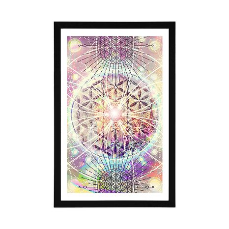 PLAKAT S PASPARTUOM MANDALA U ZANIMLJIVOM DIZAJNU - FENG SHUI - PLAKATI