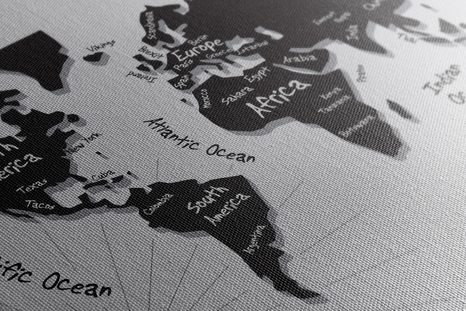 OBRAZ NA KORKU JEDINEČNÁ ČERNOBÍLÁ MAPA - OBRAZY NA KORKU - OBRAZY