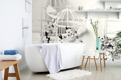 SAMOLEPÍCÍ FOTOTAPETA ČERNOBÍLÉ ROMANTICKÉ ZÁTIŠÍ VE VINTAGE STYLU - SAMOLEPÍCÍ TAPETY - TAPETY