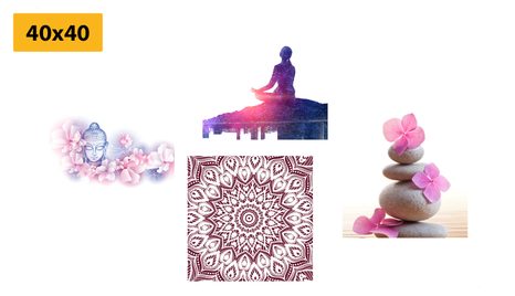 SET OBRAZŮ FENG SHUI V RŮŽOVÉM PROVEDENÍ - SESTAVY OBRAZŮ - OBRAZY