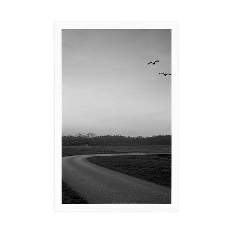 PLAKÁT OKOUZLUJÍCÍ ZÁPAD SLUNCE V ČERNOBÍLÉM PROVEDENÍ - ČERNOBÍLÉ - PLAKÁTY