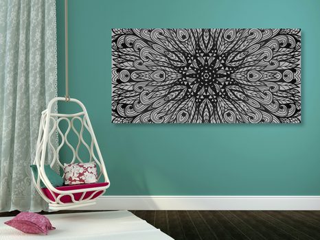 OBRAZ JEDINEČNÝ ETNICKÝ ORNAMENT V ČERNOBÍLÉM PROVEDENÍ - ČERNOBÍLÉ OBRAZY - OBRAZY