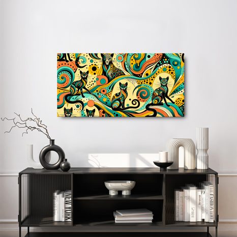 WANDBILD BUNTE KATZEN - BILDER VON KATZEN - BILDER