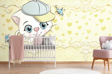 TAPETE NEUGIERIGES KÄTZCHEN - KINDERTAPETEN - TAPETEN