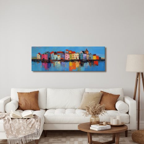 WANDBILD REFLEXIONEN STÄDTISCHER FARBEN - BUNTE HÄUSER - BILDER