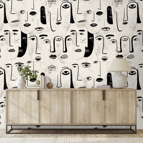 TAPETA ABSTRAKTNÍ ČERNOBÍLÉ TVÁŘE - TAPETY LIDÉ A CELEBRITY - TAPETY