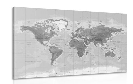 OBRAZ NÁDHERNÁ ČIERNOBIELA MAPA SVETA - OBRAZY - 🔥 TOTÁLNY VÝPREDAJ 🔥