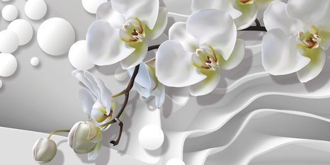 TABLEAU SUR TOILE – ORCHIDÉE SUR FOND ABSTRAIT - TABLEAUX DE FLEURS - TABLEAUX