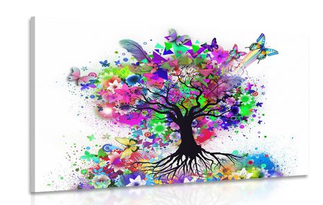 CANVAS PRINT FLORAL TREE FULL OF COLORS - ABSTRACT PICTURES - PICTURES