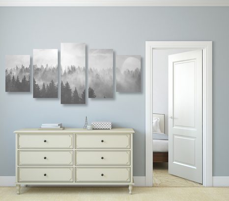 КАРТИНИ ОТ 5 ЧАСТИ – МЪГЛА НАД ГОРАТА В ЧЕРНО-БЯЛО - ЧЕРНО-БЕЛИ КАРТИНИ - КАРТИНИ