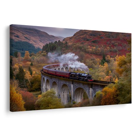 QUADRO SU TELA – TRENO A VAPORE - QUADRI DI NATURA E PAESAGGIO - STAMPE E QUADRI