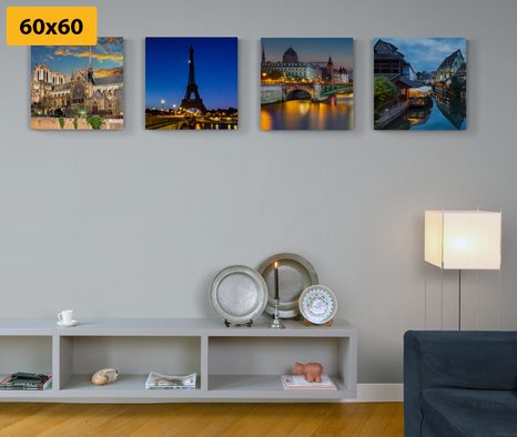 SET OBRAZŮ ROMANTICKÝ NOČNÍ PAŘÍŽ - SESTAVY OBRAZŮ - OBRAZY