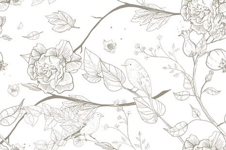 TAPETA VINTAGE ZÁTIŠÍ S PTÁČKY - VINTAGE A RETRO TAPETY - TAPETY