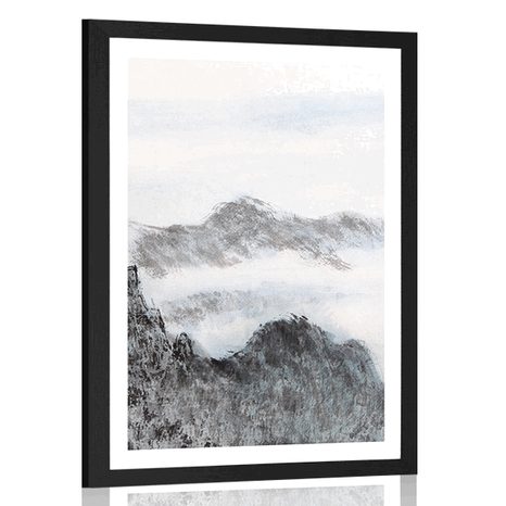 AFFICHE AVEC MONTURE PEINTURE DE PAYSAGE TRADITIONNEL CHINOIS - NATURE - AFFICHES