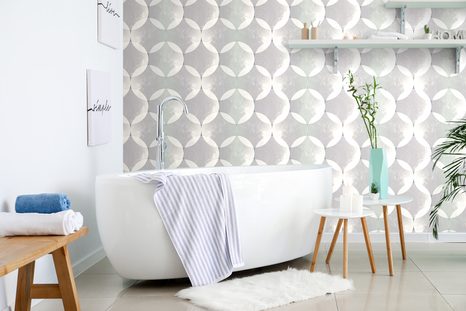 SAMOLEPÍCÍ TAPETA ŠEDÉ USPOŘÁDANÉ KRUHY - SAMOLEPÍCÍ TAPETY - TAPETY