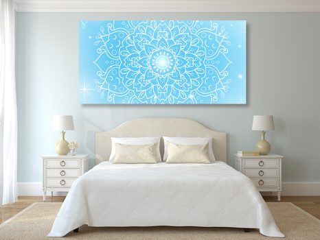 TABLEAU SUR TOILE – FLEUR BLEUE DE MANDALA - TABLEAUX FENG SHUI - TABLEAUX