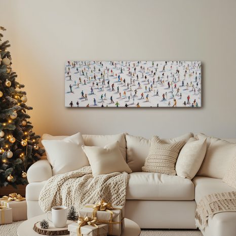 WANDBILD SKIFAHRER IM WINTERPARK - WEIHNACHTS- UND WINTERBILDER - BILDER