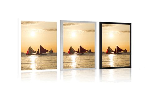 POSTER VELIER LA APUS DE SOARE - NATURĂ - POSTERE