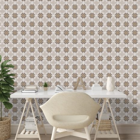 TAPETA HNĚDÉ KVĚTINOVÉ ORNAMENTY - VZOROVANÉ TAPETY - TAPETY