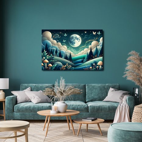 OBRAZ LESNÍ KRAJINA POD HVĚZDAMI - OBRAZY LES - OBRAZY