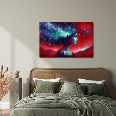 WANDBILD FRAU MIT STERNENLANDSCHAFT - WANDBILDER FRAUEN - BILDER