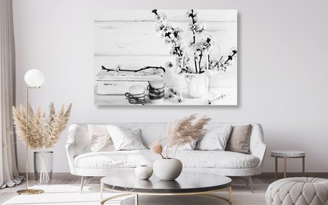 OBRAZ RUSTIKÁLNÍ ZÁTIŠÍ V ČERNOBÍLÉM PROVEDENÍ - ČERNOBÍLÉ OBRAZY - OBRAZY