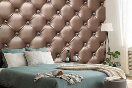 WALLPAPER ELEGANCE OF LEATHER IN COPPER COLOR - WALLPAPERS WITH IMITATION OF LEATHER - WALLPAPERS