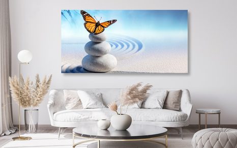 OBRAZ ROVNOVÁHA KAMENŮ A MOTÝL - OBRAZY FENG SHUI - OBRAZY