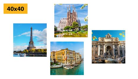 SET DI QUADRI – MONUMENTI STORICI IN COLORI SPLENDIDI - COLLEZIONI DI QUADRI - STAMPE E QUADRI