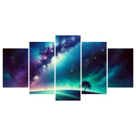 5-DÍLNÝ OBRAZ STROM ŽIVOTA POD HVĚZDAMI - OBRAZY STROMY ŽIVOTA - OBRAZY