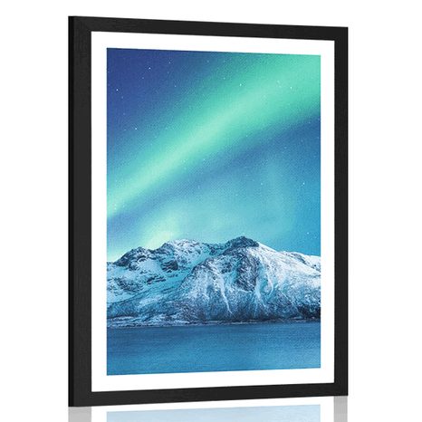 POSTER CU PASSEPARTOUT AURORA POLARĂ ARCTICĂ - NATURĂ - POSTERE