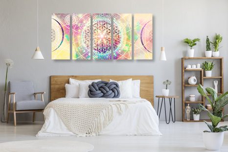 5-RÉSZES KÉP MANDALA ÉRDEKES KIVITELBEN - FENG SHUI KÉPEK - KÉPEK