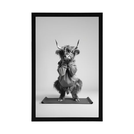 POSTER – MUCCA CHE FA YOGA SUL TAPPETINO - BUFALI E MUCCHE - POSTER