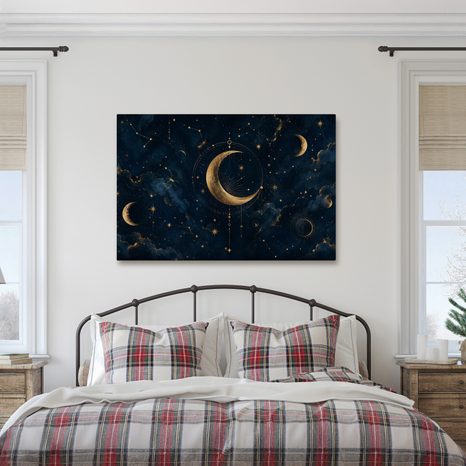 TABLEAU SUR TOILE – LUNE MYSTIQUE DANS LE CIEL NOCTURNE - TABLEAUX MOIS - TABLEAUX