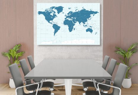 QUADRO IN SUGHERO – MAPPA POLITICA DEL MONDO IN COLORE BLU - QUADRI SU SUGHERO - STAMPE E QUADRI