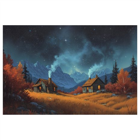 OBRAZ KOUZELNÁ ZIMNÍ KRAJINA - BAREVNÉ DOMY - OBRAZY