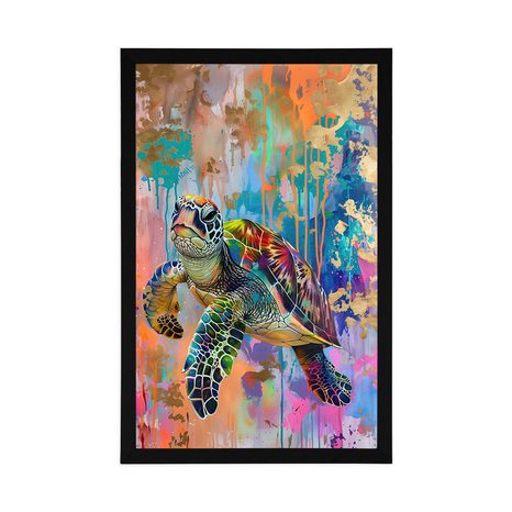 POSTER SCHILDKRÖTE ALS GEMÄLDE-NACHAHMUNG - SCHILDKRÖTEN - POSTER