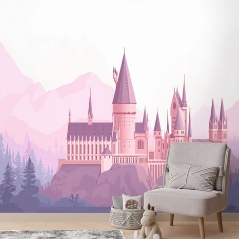 TAPETA KOUZELNÝ RŮŽOVÝ HRAD V HORÁCH - DĚTSKÉ TAPETY - TAPETY