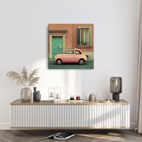 OBRAZ PASTELOVÝ AUTOMOBIL A DVEŘE - OBRAZY AUT - OBRAZY